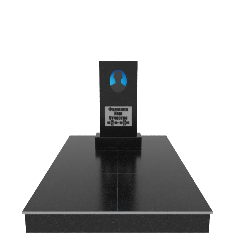 Памятник гранит Габбро Карелия 800/400/70    с портретом, надписями и подиумом