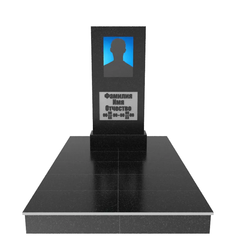 Памятник гранит Габбро Карелия 1200/600/70    с портретом, надписями и подиумом