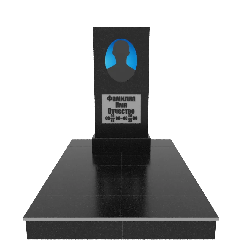 Памятник гранит Габбро Карелия 1200/600/70    с портретом, надписями и подиумом