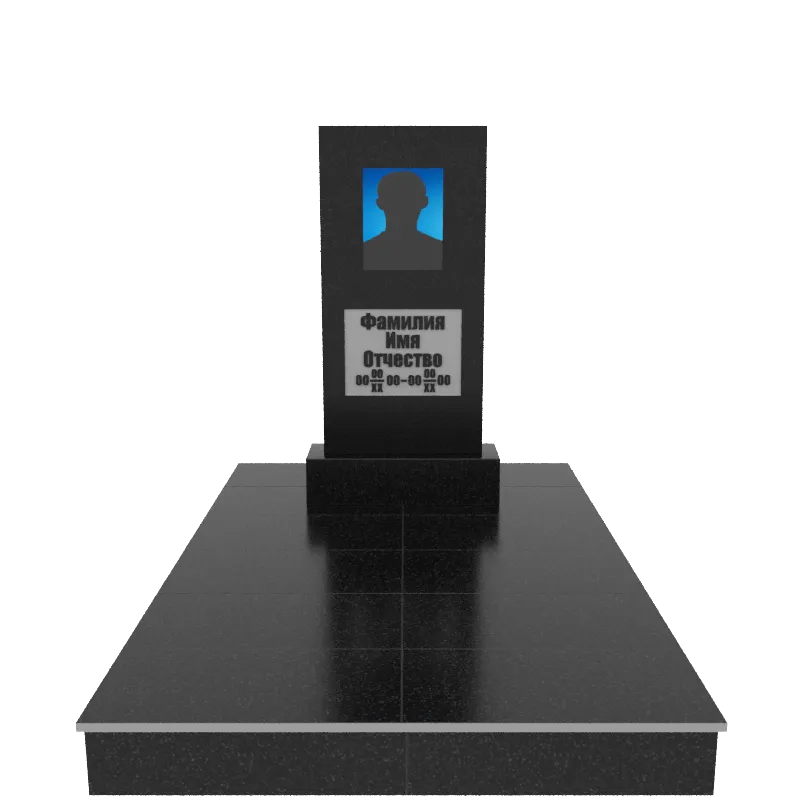 Памятник гранит Габбро Карелия 1000/500/70    с портретом, надписями и подиумом