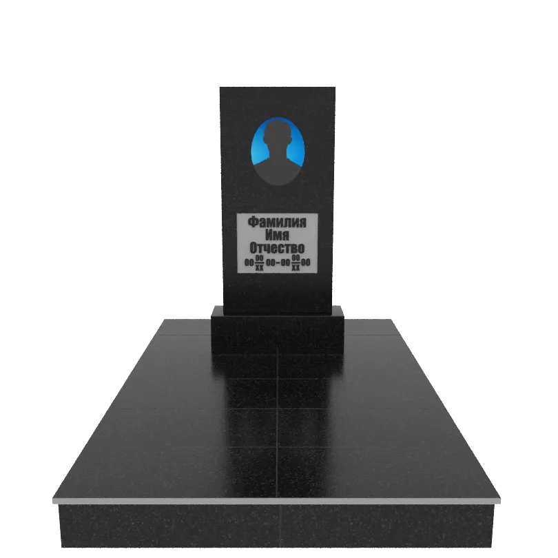 Памятник гранит Габбро Карелия 1000/500/70    с портретом, надписями и подиумом