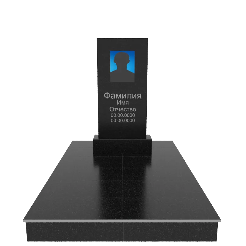 Памятник гранит Габбро Карелия 1000/500/70    с портретом, надписями и подиумом