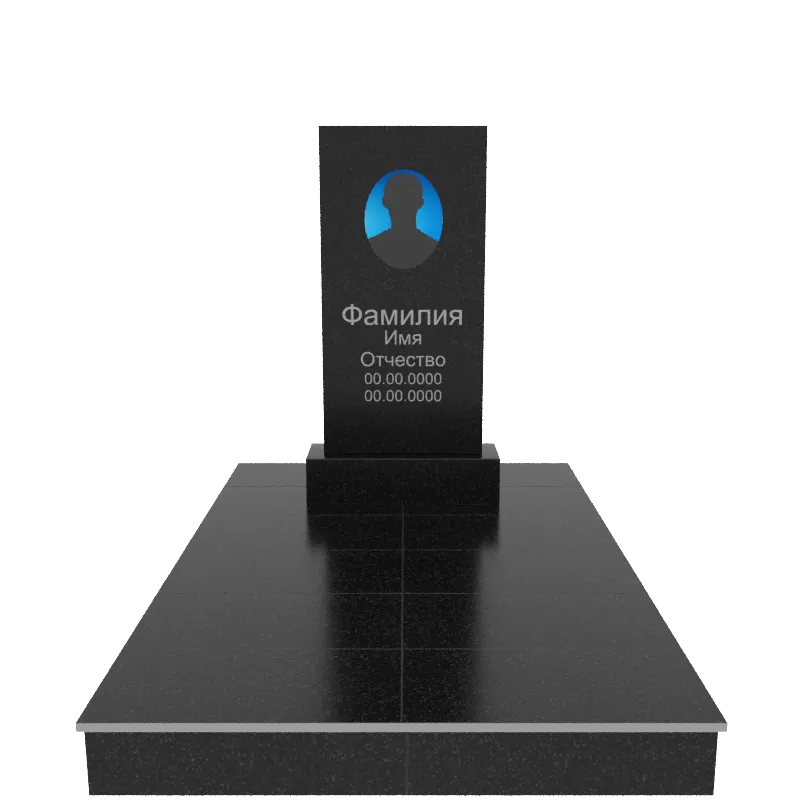 Памятник гранит Габбро Карелия 1000/500/70    с портретом, надписями и подиумом