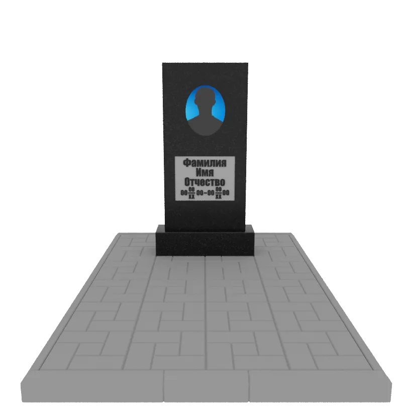 Памятник гранит Габбро Карелия 1000/500/70    с портретом, надписями и тротуарной плиткой